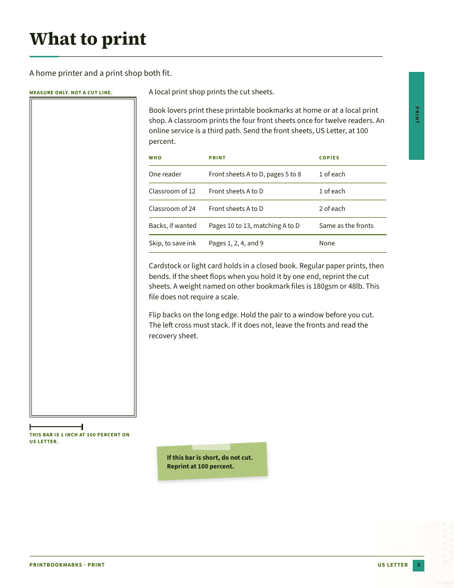 Print desk page with a one-inch scale bar.